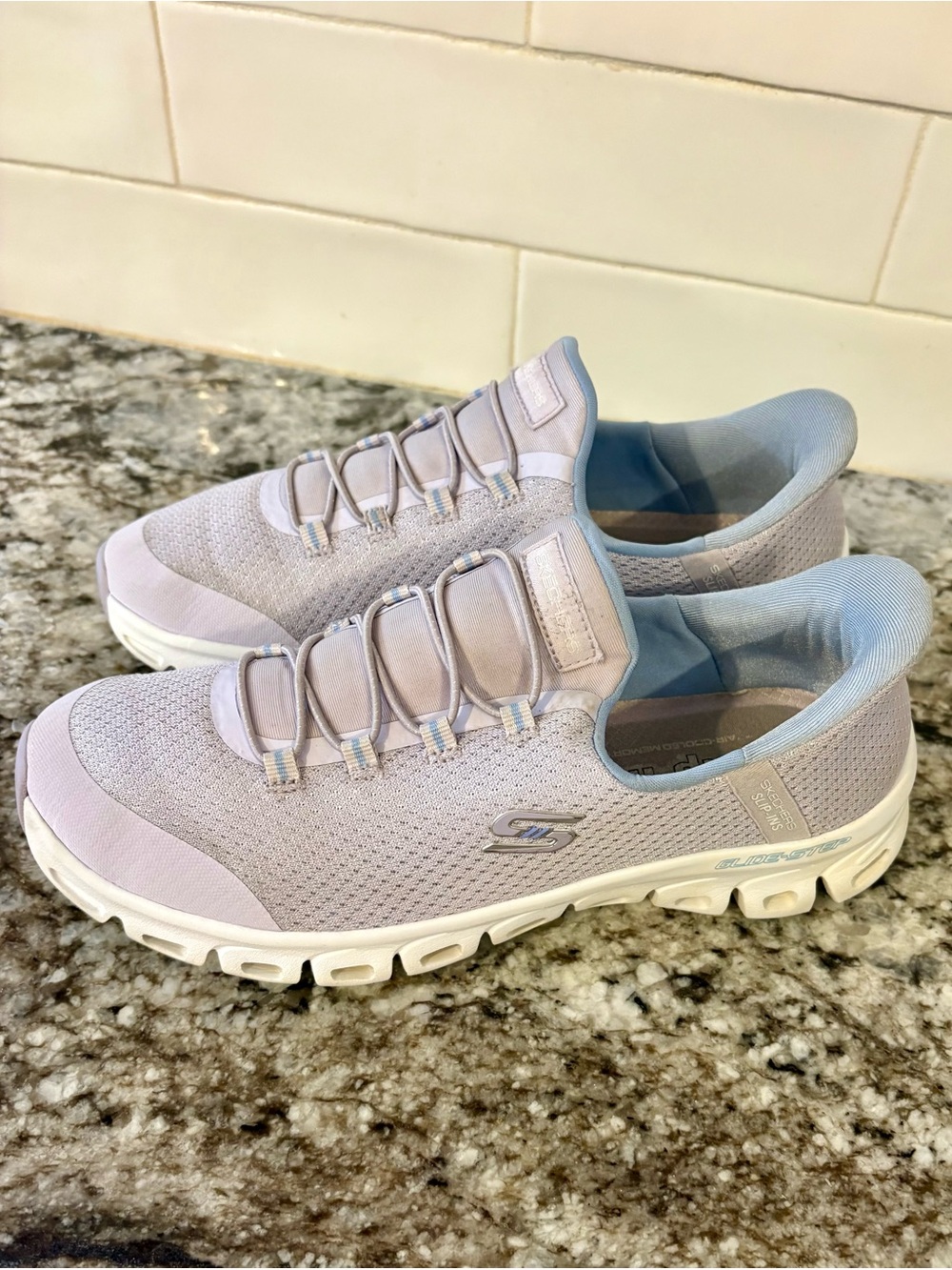 Skechers Women's Slip-On Sneakers - Light Lavender with White Sole
